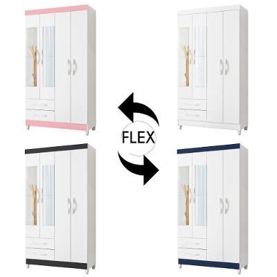 Guarda Roupa Solteiro Dony Flex A02 4 Portas Bater 2 Gavetas Branco MDP Mpozenato