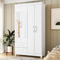 Guarda Roupa Solteiro 103cm Com Espelho Dony Flex A02 Branco - Mpozenato - 2