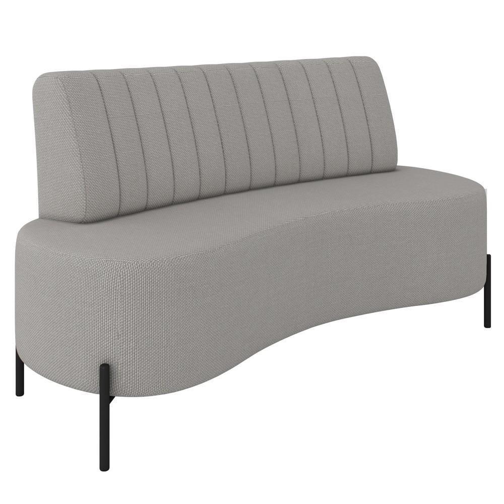 Sofá 2 Lugares 135cm Pés Aço Preto Tamar Z08 Linho Cinza - Mpozenato - 1