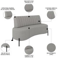 Sofá 2 Lugares 135cm Pés Aço Preto Tamar Z08 Linho Cinza - Mpozenato - 3