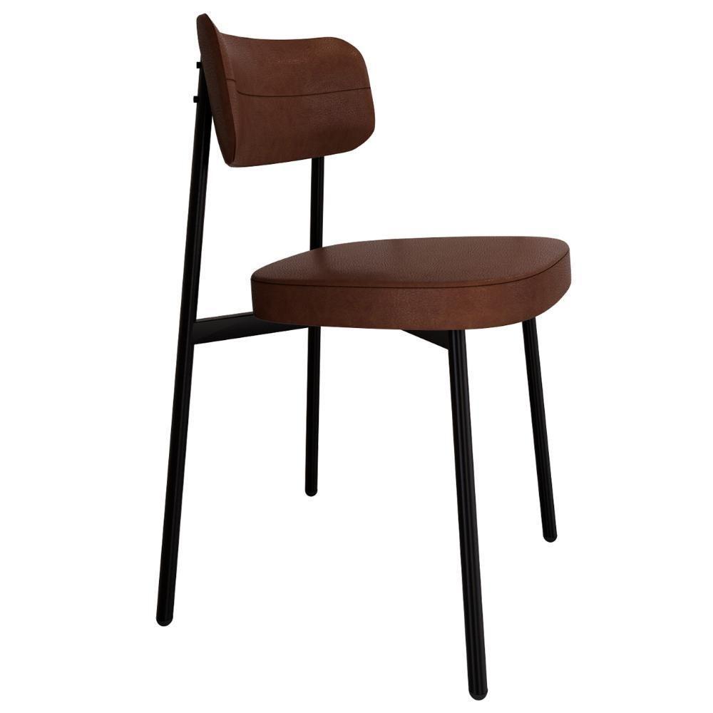 Cadeira De Jantar Estofada Kit 8 Ella M25 Sintético Marrom - Mpozenato - 5