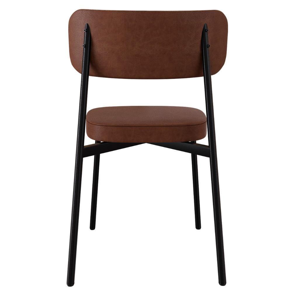 Cadeira De Jantar Estofada Kit 8 Ella M25 Sintético Marrom - Mpozenato - 7