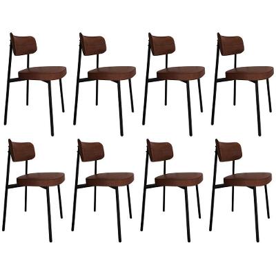 Cadeira De Jantar Estofada Kit 8 Ella M25 Sintético Marrom - Mpozenato