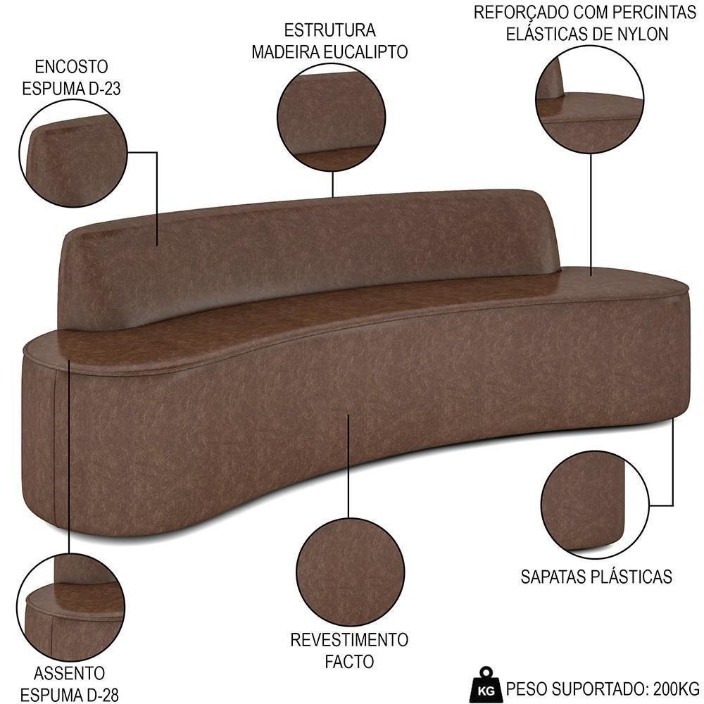 Sofá 2 Lugares Para Sala De Estar Living 150cm Koane D06 Facto Conhaque - Mpozenato - 3