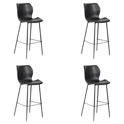 Kit 4 Banquetas Alta Com Encosto Para Bancada Cozinha Penha R02 Sintético Preto - Mpozenato
