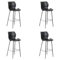 Kit 4 Banquetas Alta Com Encosto Para Bancada Cozinha Penha R02 Sintético Preto - Mpozenato - 1