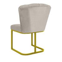 Kit 4 Cadeiras Jantar Flor Mesa Cozinha Reforçada Base Metal Dourada Bege - 6