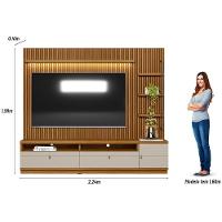Rack Com Painel Ripado Para Tv 75 Pol. 224cm Golden L06 Nature/off White - Mpozenato