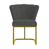 Kit 4 Cadeiras Jantar Flor Mesa Cozinha Reforçada Base Metal Dourada Cinza - 5