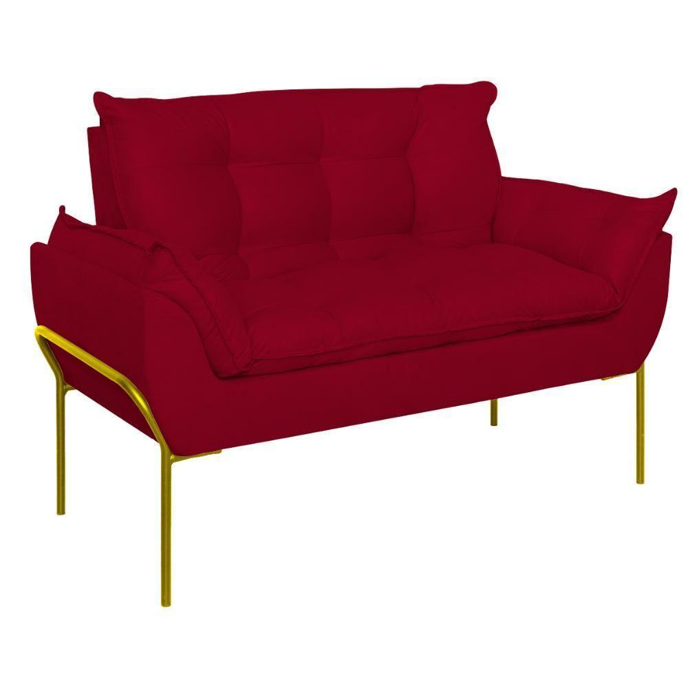 Namoradeira 2 Lugares Reforçada 2 Lugares Dourada Balaqui Vermelho - 4