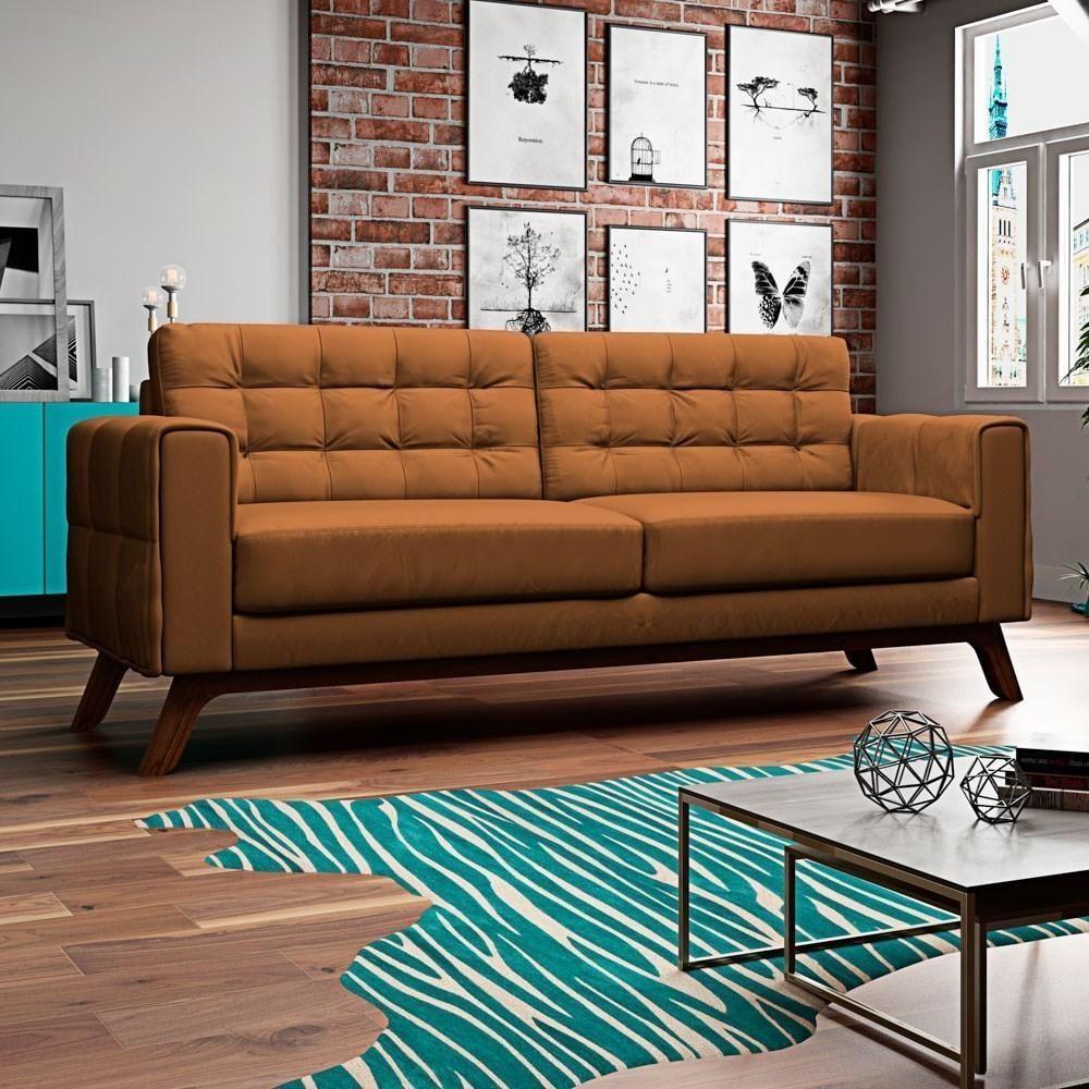 Sofá 180 Cm 3 Lugares Sandero C-262 Veludo Telha - Domi - 2