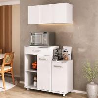 Kit Armário De Cozinha 93cm Com Balcão Multiuso Para Micro-ondas Multimóveis Mp2282 Branco - 1