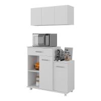 Kit Armário De Cozinha 93cm Com Balcão Multiuso Para Micro-ondas Multimóveis Mp2282 Branco - 2