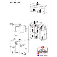 Kit Armário De Cozinha 93cm Com Balcão Multiuso Para Micro-ondas Multimóveis Mp2282 Branco