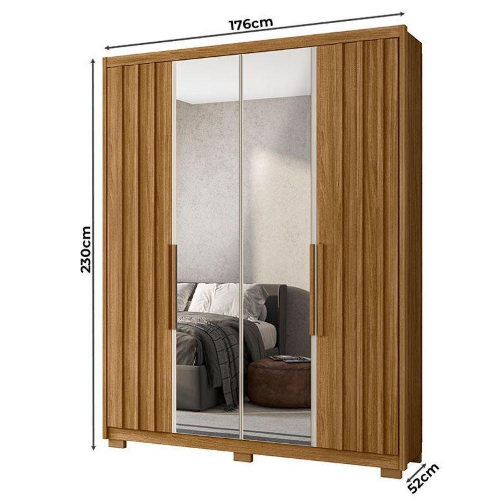 Guarda Roupa Solteiro Califórnia E Cômoda Ms913 Freijó Off White Com Espelho - Moval - 2