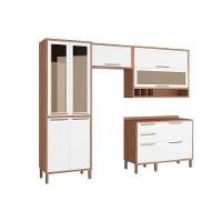 Cozinha Completa Syrah 4 Peças (2 Armários + 1 Balcão + 1 Paneleiro) C4p05 Amendoa-off White - Ronipa - 6