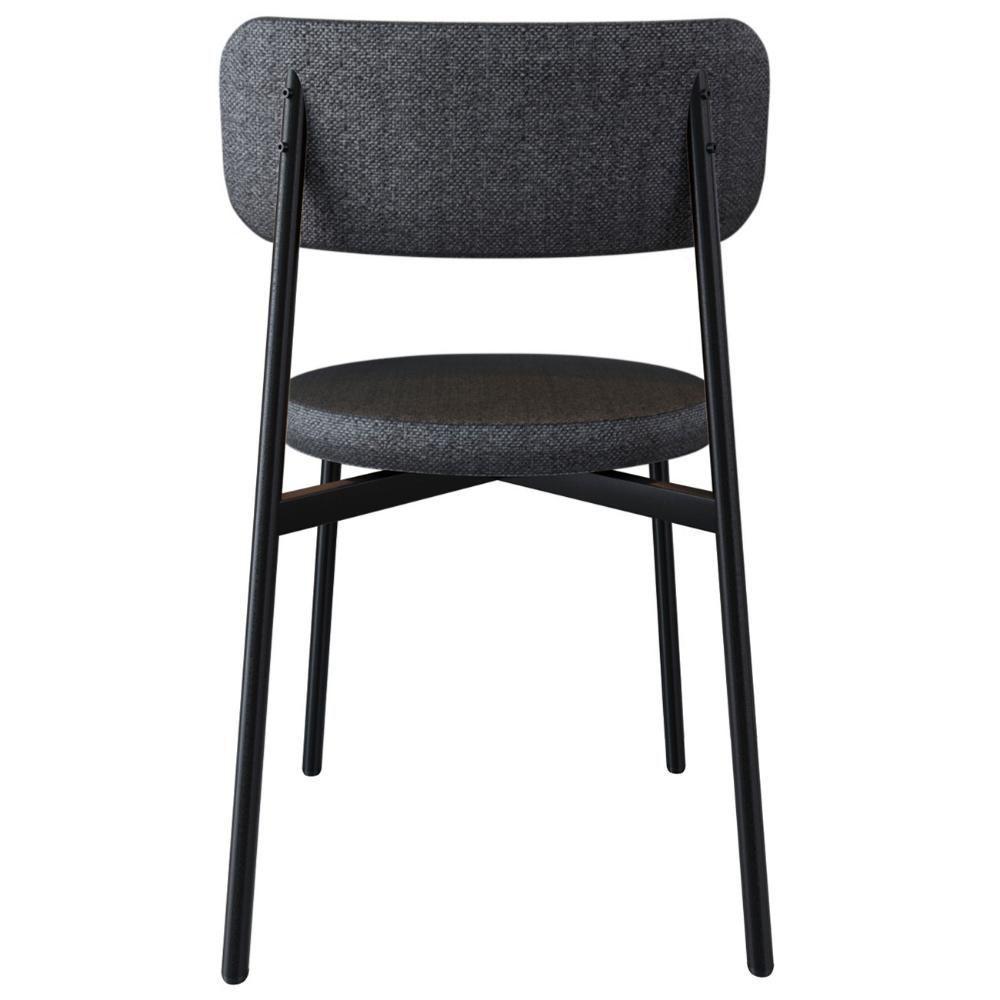 Cadeira De Jantar Estofada Kit 2 Nyka M25 Linho Grafite/preto - Mpozenato - 7