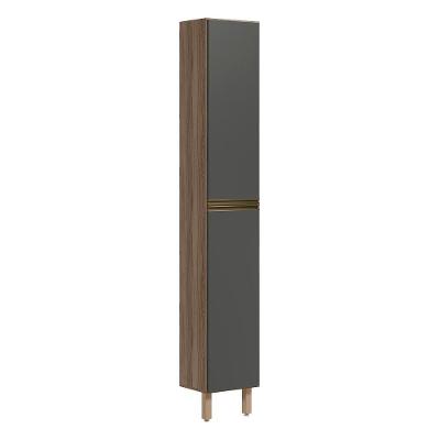 Paneleiro 2 Portas 221x35cm Mdf Kali 12228 Nicioli Carvalho Toq Chumbo