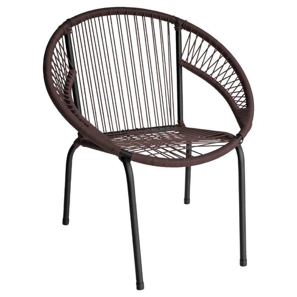 Cadeira De Área Eclipse Tramado Em Fibra Sintética E Aço Tabaco - 2