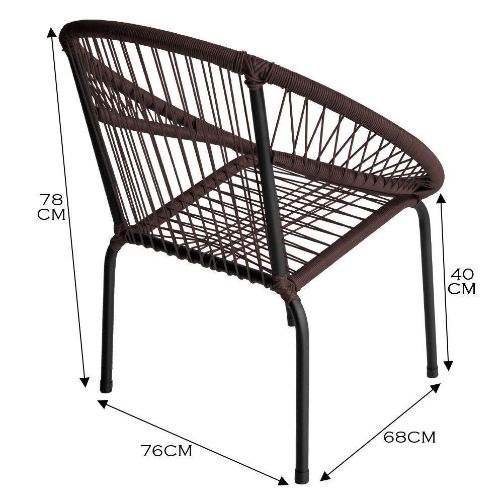 Cadeira De Área Eclipse Tramado Em Fibra Sintética E Aço Tabaco - 3