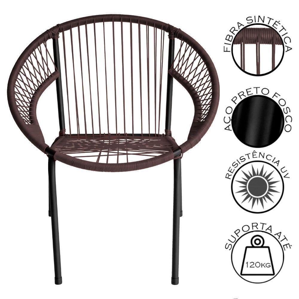 Cadeira De Área Eclipse Tramado Em Fibra Sintética E Aço Tabaco - 4