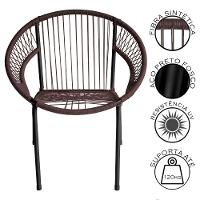 Cadeira De Área Eclipse Tramado Em Fibra Sintética E Aço Tabaco