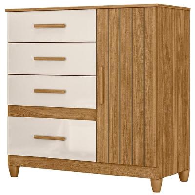 Cômoda Baco Freijo-off Z17 4 Gavetas em MDF com Puxador Reto Amadeirado