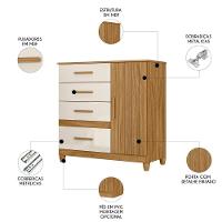 Cômoda Para Quarto 98cm Com 4 Gavetas Baco Freijo/off Z17 - Mpozenato - 3