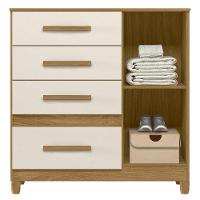 Cômoda Para Quarto 98cm Com 4 Gavetas Baco Freijo/off Z17 - Mpozenato - 5