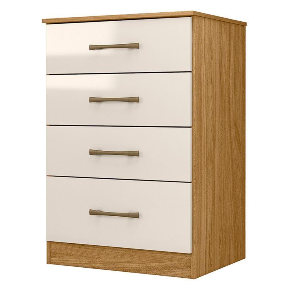 Cômoda Para Quarto 61cm Com 4 Gavetas Miriad Freijó/off Z17 - Mpozenato - 1
