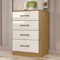 Cômoda Para Quarto 61cm Com 4 Gavetas Miriad Freijó/off Z17 - Mpozenato - 2