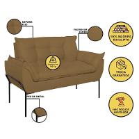 Sofá Namoradeira Base Metal Preta Reforçada Tecido Suede Capuccino - 2