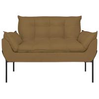 Sofá Namoradeira Base Metal Preta Reforçada Tecido Suede Capuccino - 5
