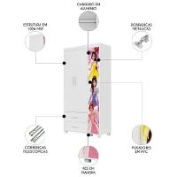 Guarda Roupa Infantil 89cm Com 3 Portas Princesa Rosa Z53 - Mpozenato - 3