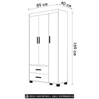 Guarda Roupa Infantil 89cm Com 3 Portas Princesa Rosa Z53 - Mpozenato