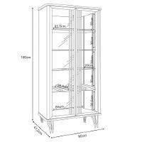 Cristaleira De Vidro Com Espelho E Led évora Off White/cinamomo - Hb Móveis