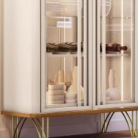 Cristaleira De Vidro Com Espelho E Led évora Off White/cinamomo - Hb Móveis - 6