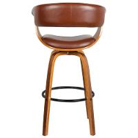 Kit 3 Banquetas Giratória Alta Com Encosto Base Madeira Ravi R02 Sintético Marrom - Mpozenato - 6