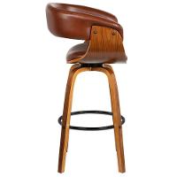 Kit 3 Banquetas Giratória Alta Com Encosto Base Madeira Ravi R02 Sintético Marrom - Mpozenato - 7