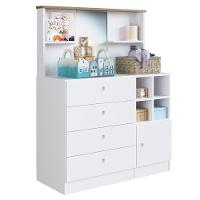 Cômoda Infantil 1 Porta 4 Gavetas Com Espelho House A05 Branco - Mpozenato - 1