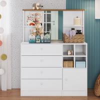 Cômoda Infantil 1 Porta 4 Gavetas Com Espelho House A05 Branco - Mpozenato - 2