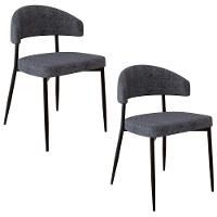 Cadeira De Jantar Estofada Kit 2 Chloe M25 Linho Lautrec Grafite - Mpozenato - 1