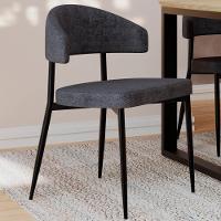 Cadeira De Jantar Estofada Kit 2 Chloe M25 Linho Lautrec Grafite - Mpozenato - 2