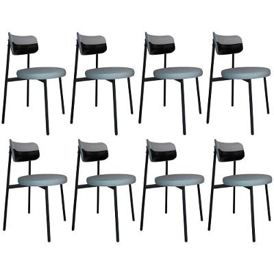 Cadeira De Jantar Estofada Kit 8 Nyka M25 Linho Cinza Cl/preto - Mpozenato