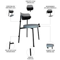 Cadeira De Jantar Estofada Kit 2 Nyka M25 Linho Cinza Cl/preto - Mpozenato - 3