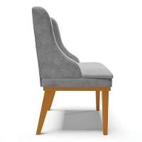 Kit 6 Cadeiras Estofadas Para Sala De Jantar Base Fixa De Madeira Castanho Lia Suede Cinza - Ibiza - 6