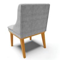 Kit 6 Cadeiras Estofadas Para Sala De Jantar Base Fixa De Madeira Castanho Lia Suede Cinza - Ibiza - 7