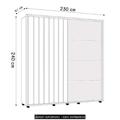 Guarda Roupa Casal Verbena Z10 2 Portas de Correr 4 Gavetas Off-Cinamomo MDF