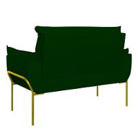 Sofá Namoradeira Base Metal Dourada Reforçada Tecido Suede Verde - 6