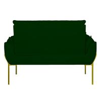 Sofá Namoradeira Base Metal Dourada Reforçada Tecido Suede Verde - 7